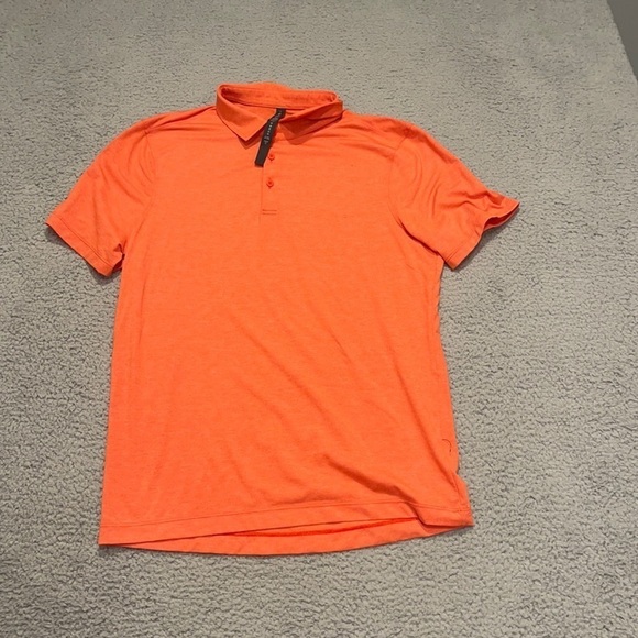 Lululemon Snap Front Performance Short Sleeve Polo orange size L - Picture 1 of 8